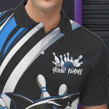 Load image into Gallery viewer, Custom Black And Blue Shark Bowling Polo Shirts For Men,  Shark Bowling Team Jerseys IPHW8724