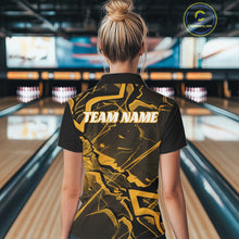 Load image into Gallery viewer, Custom Black And Yellow Lightning Crack Modern Bowling Team Polo Shirt For Women And Women IPHW11100