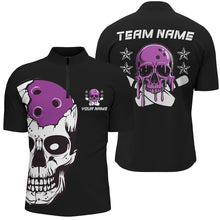 Load image into Gallery viewer, Purple Skull Bowling Ball Custom Men And Women Bowling Team Jerseys, Bowling Tournament Shirts IPHW6721
