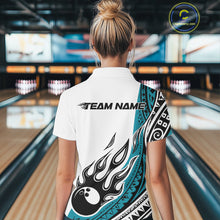Load image into Gallery viewer, Custom Blue Tribal Polynesian Pattern Women Bowling Team Shirt, Maori Style Bowling Outfit IPHW10327