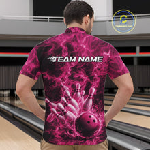 Load image into Gallery viewer, Custom Pink Fire Flame Bowling Men Quarter-Zip Tournament Shirt, Team Bowling Jerseys IPHW11106