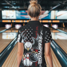 Load image into Gallery viewer, Custom Red Thin Line American Flag Eagle Bowling Women Polo Shirts, Patriotic US Bowling IPHW8736