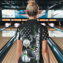 Load image into Gallery viewer, Custom Green Line American Flag Eagle Bowling Women Quarter-Zip Shirt, Patriotic Bowling IPHW8737