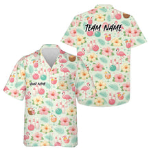 Load image into Gallery viewer, Custom Pastel Tone Tropical Plants And Flamingo Summer Vibe Bowling Hawaiian Shirts IPHW10863