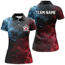 Load image into Gallery viewer, Blue And Red Thunder Lightning Custom Bowling Uniforms, Patriotic Bowling Shirts For Women IPHW7315