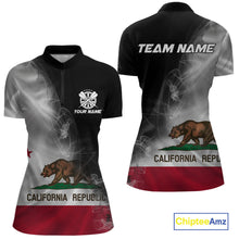 Load image into Gallery viewer, Custom Smoke Flame California Flag Patriotic Darts Shirt For Women, Dart League Jerseys IPHW10634