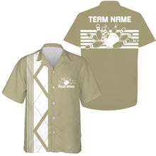 Load image into Gallery viewer, Custom Retro Bowling Button Up Shirt , Vintage Striped Bowling Team Hawaiian Shirt IPHW10071