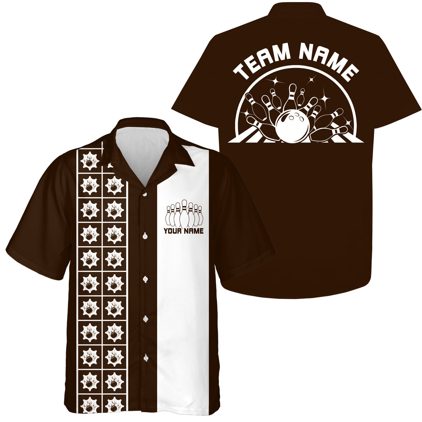 Custom Retro Style Bowling Button Up Shirt, Vintage Bowling Hawaiian Team Shirt IPHW10080