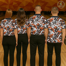 Load image into Gallery viewer, Custom Graffity Orange Camo Bowling Team Men Polo Shirts, Camouflage Bowling Jerseys IPHW10216