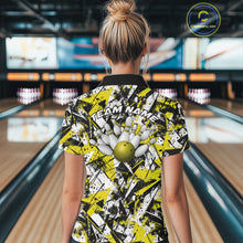 Load image into Gallery viewer, Custom Graffity Yellow Camo Bowling Team Women Polo Shirts, Camouflage Bowling Jerseys IPHW10217