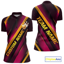 Load image into Gallery viewer, Custom Pink And Gold Bowling Tournament Shirts For Women With Name, Bowler Outfit IPHW10646