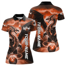 Load image into Gallery viewer, Custom Orange Thunder Lightning Dragon Bowling Polo Shirt For Women, Dragon Bowling Uniform IPHW8304