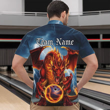 Load image into Gallery viewer, Custom Blue Thunder Lightning Flame Dragon Bowling Quarter-Zip Team Shirts For Men IPHW8306