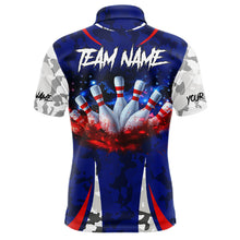 Load image into Gallery viewer, Camo American flag bowling jersey custom bowling polo, 1/4 zip shirts for men, bowling league shirts NQS11401