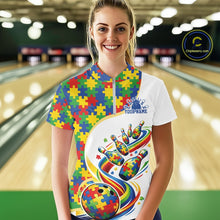Load image into Gallery viewer, Custom Colorful Puzzles Autism Awareness Bowling Women Shirt, Autism Acceptance Shirt IPHW11198