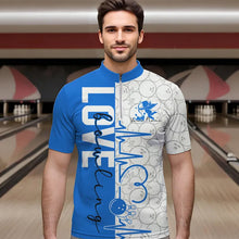 Load image into Gallery viewer, White And Blue Custom Love Bowling Quarter-Zip Shirts For Men, Valentines Couple Bowling Jerseys IPHW8326