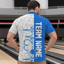 Load image into Gallery viewer, White And Blue Custom Love Bowling Quarter-Zip Shirts For Men, Valentines Couple Bowling Jerseys IPHW8326