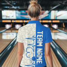 Load image into Gallery viewer, White And Blue Custom Love Bowling Quarter-Zip Shirts For Women, Valentines Bowling Jerseys IPHW8326