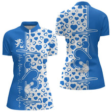 Load image into Gallery viewer, Blue Bowling Heartbeat Pulse Line Custom Valentines Day Bowling Quarter-Zip Shirt For Women IPHW8333