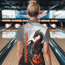 Load image into Gallery viewer, Black And Orange Custom Dragon Bowling Polo Shirts For Women, Dragon Bowling Team Shirts IPHW8819