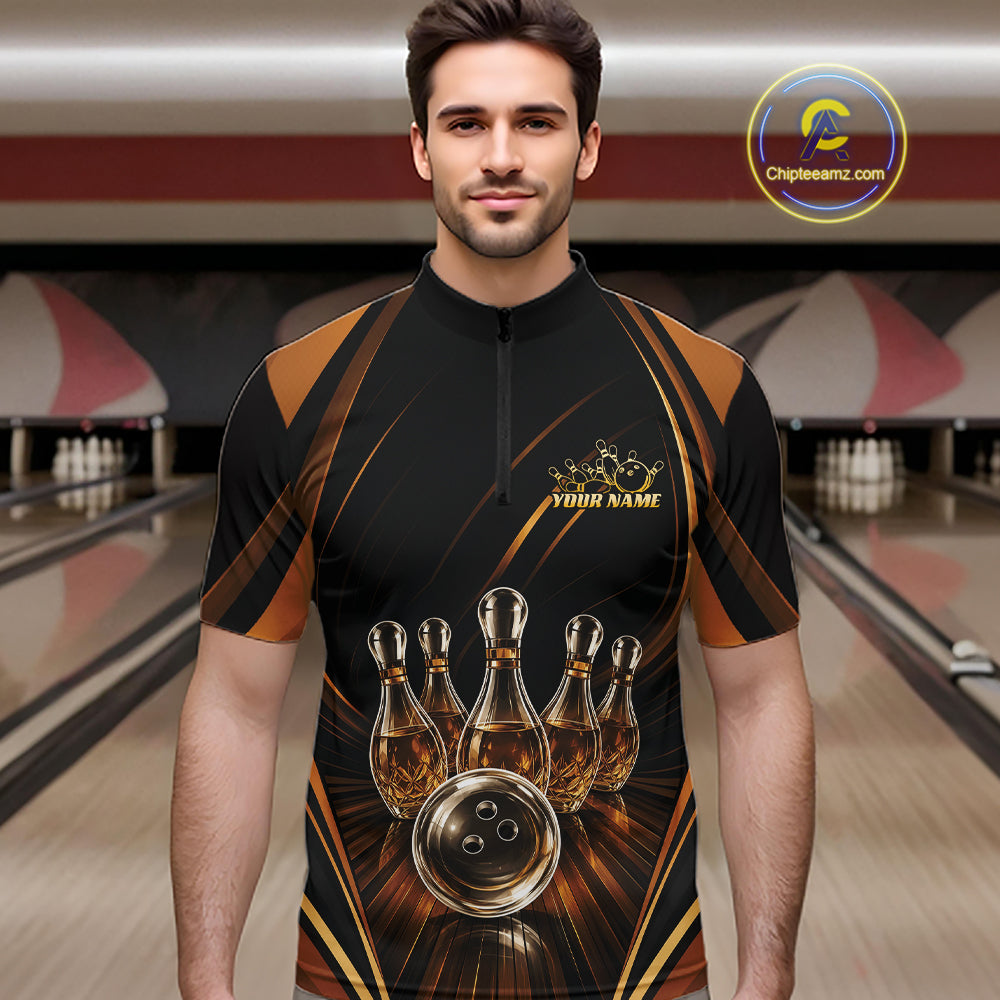 Custom Wine Bowling Men Quarter Zip Shirts, Wine Lovers Bowling Team Jersey IPHW11827