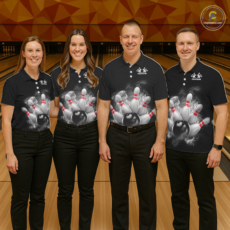 Custom Smoke Bowling Shirts For Men, Bowling Uniform Team Bowling Jerseys IPHW7373