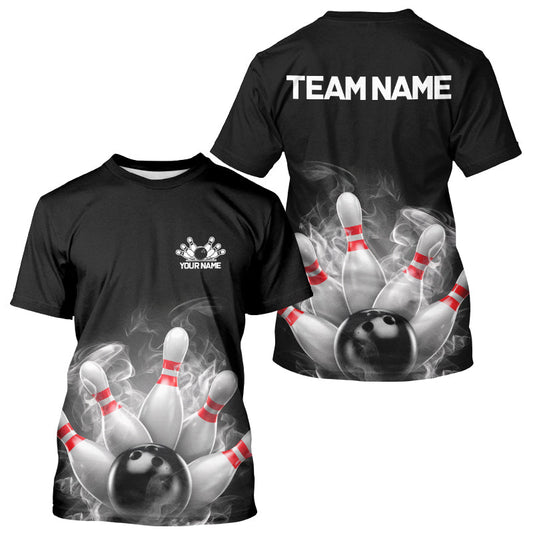 Custom Smoke Bowling T-Shirts For Men, Bowling Uniform Team Bowling Jerseys IPHW7373