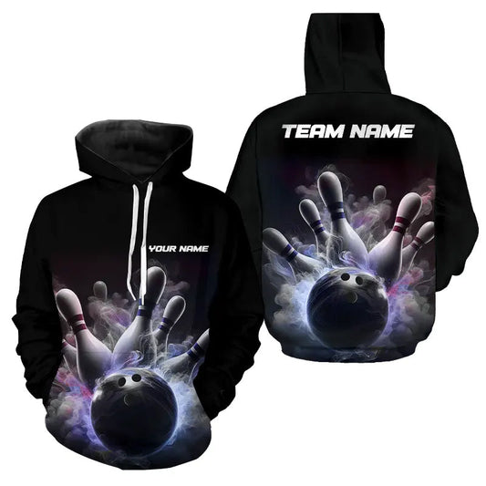 Custom Bowling Hoodie Shirts For Men And Women Smoke Bowling Team Jerseys Strike Bowling Shirts IPHW5402