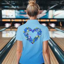 Load image into Gallery viewer, Blue Bowling Heart Custom Valentines Bowling Quarter-Zip Shirts For Women IPHW8339