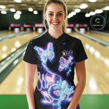 Load image into Gallery viewer, Custom Holographic Butterfly Women Bowling Team Shirts, Ladies Bowling League Shirt IPHW10912