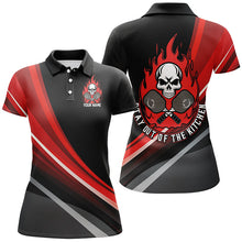 Load image into Gallery viewer, Custom Skull Women's Pickleball Polo Shirts "Stay Out Of The Kitchen" Pickleball | Red IPHW6905