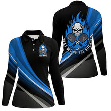Load image into Gallery viewer, Custom Skull Women's Pickleball Polo Shirts "Stay Out Of The Kitchen" Pickleball | Blue IPHW6907
