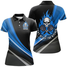 Load image into Gallery viewer, Custom Skull Women's Pickleball Polo Shirts "Stay Out Of The Kitchen" Pickleball | Blue IPHW6907