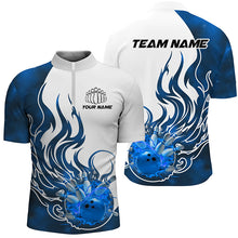 Load image into Gallery viewer, Custom Blue Flame Bowling Shirts For Men, Galaxy Bowling Team Shirts Bowling Uniform IPHW7087