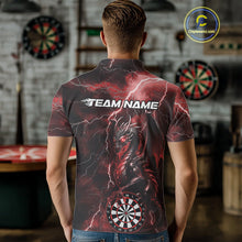 Load image into Gallery viewer, Custom Red Thunder Lightning Dragon Dart Team Polo Shirt For Men, Dart League Shirt IPHW9997