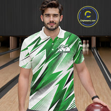 Load image into Gallery viewer, Man wearing a green and white sports jersey in a bowling alley with 'Chipteamz.com' logo.
