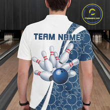 Load image into Gallery viewer, Black And Navy Blue Custom Retro Bowling Shirts For Men, Classic Vintage Bowling Team Shirt IPHW7413