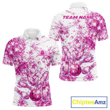 Load image into Gallery viewer, Custom Sparkling Pink Ice Cystal Bowling Shirts For Men, Women And Kid, Team Tournament Outfits Multi Styles IPHW10419