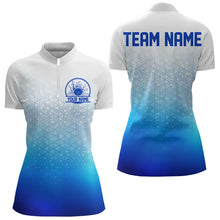 Load image into Gallery viewer, Custom Blue Bowling Team Womens Quarter-Zip Shirts, Bowling Tournament Bowling League Shirt IPHW8537