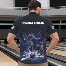 Load image into Gallery viewer, Custom Black And Blue Dragon Bowling Team Quarter-Zip Shirts For Men, Dragon Bowling League Shirt IPHW8550