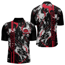 Load image into Gallery viewer, Custom Gray And Red Strike Bowling Quarter-Zip Shirts For Men, Bowling League Team Uniform IPHW8861