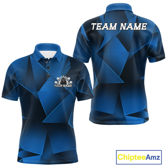 Blue and black sports jersey with geometric design, customizable text, and Chiptee Amz branding.