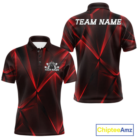 Black and red polo shirt with geometric design, 'Team Name' text, and 'Chiptee Amz' branding.