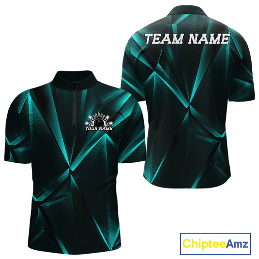 Teal and black sports jersey with geometric pattern, customizable text, and Chiptee Amz branding.