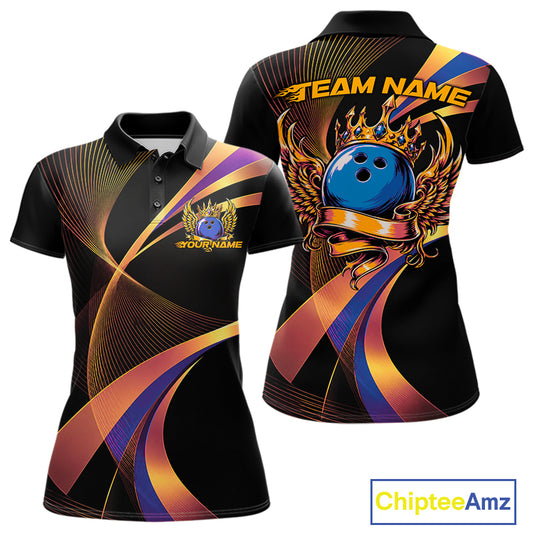 Black polo shirt with colorful designs and 'Team Name' text on a white background