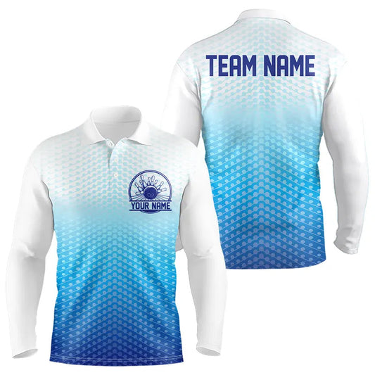 Custom Bowling Jerseys With Name Long Sleeve Polo Shirts For Men, Personalized Bowling Team Shirts IPHW4970