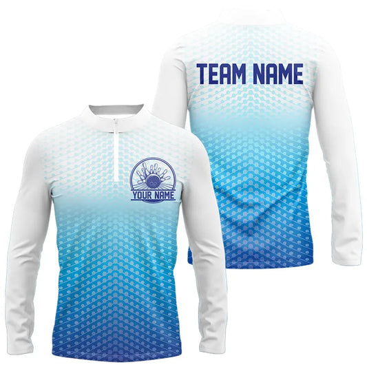 Custom Bowling Jerseys Long Sleeve Quarter-Zip Shirts For Men, Personalized Bowling Team Shirts IPHW4970