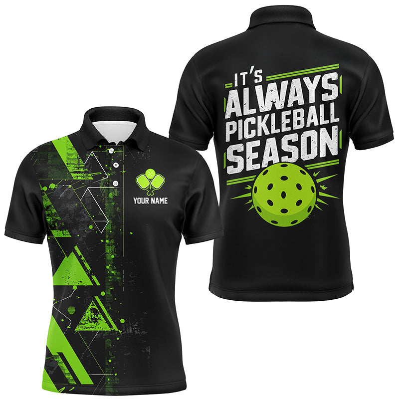 It'S Always Pickleball Season Custom Mens Pickleball Polo Shirts, Pickleball Team Uniforms | Green IPHW6911