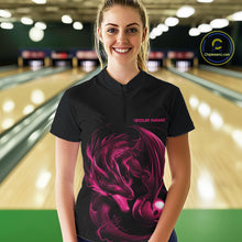 Load image into Gallery viewer, Custom Black And Pink Dragon Bowling Shirts, Bowling League Shirt Dragon Women Jersey IPHW10703