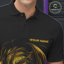 Load image into Gallery viewer, Custom Black And Yellow Dragon Bowling Shirts, Bowling League Shirt Dragon Men Jersey IPHW10706